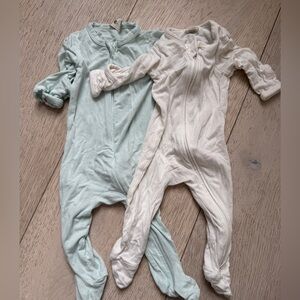 Kate Quinn NB One Piece Footies - Light Green and Cream